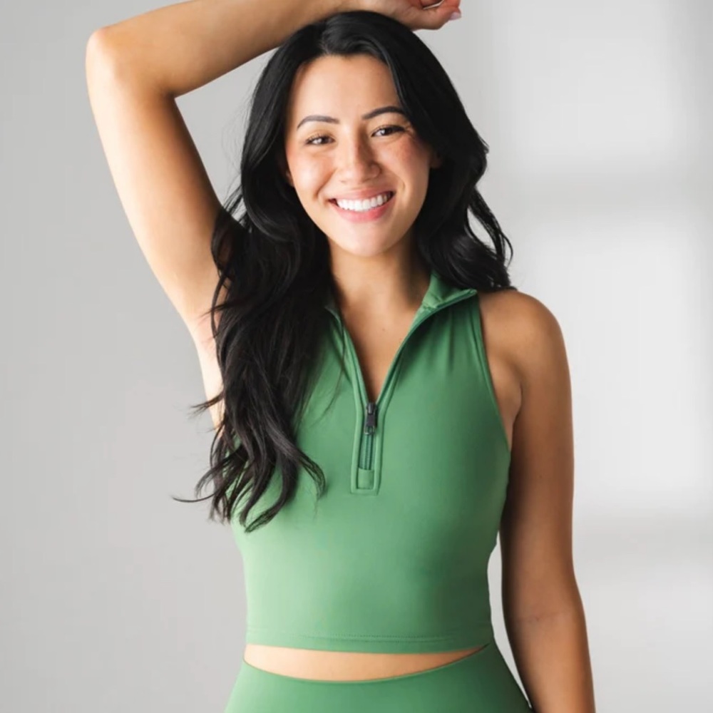 Vitality green zipper bra top (so soft)